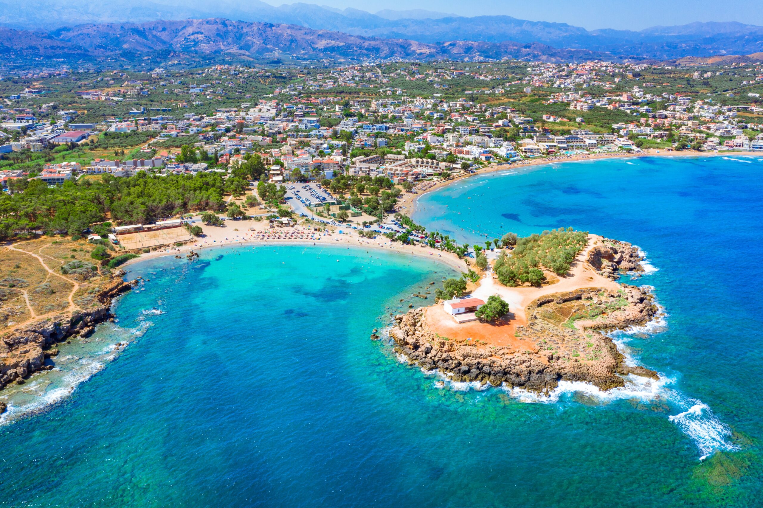 Aerial,View,Of,Famous,Beach,Agioi,Apostoloi,,Chania,,Crete,,Greece.